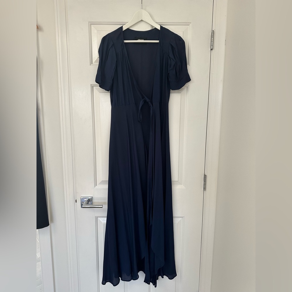 Silk reformation navy wrap dress